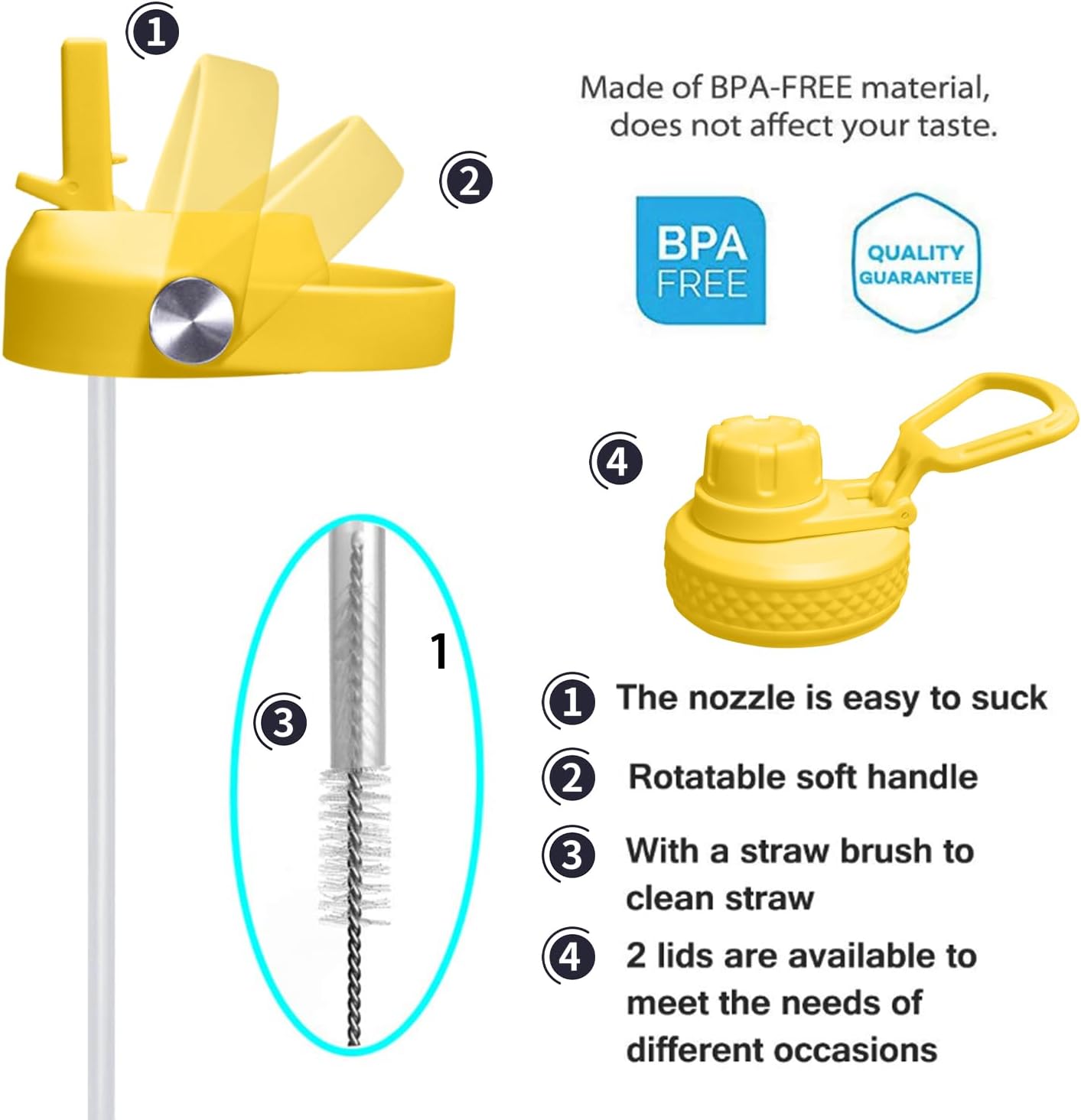 SENDESTAR Stainless Steel Water Bottle, Wide Mouth Water Bottle 32 oz with Straw Lid, Spout Lid, Double Wall Vacuum Insulated Leak Proof, Keeps Liquids Hot or Cold (Yellow&Pink)