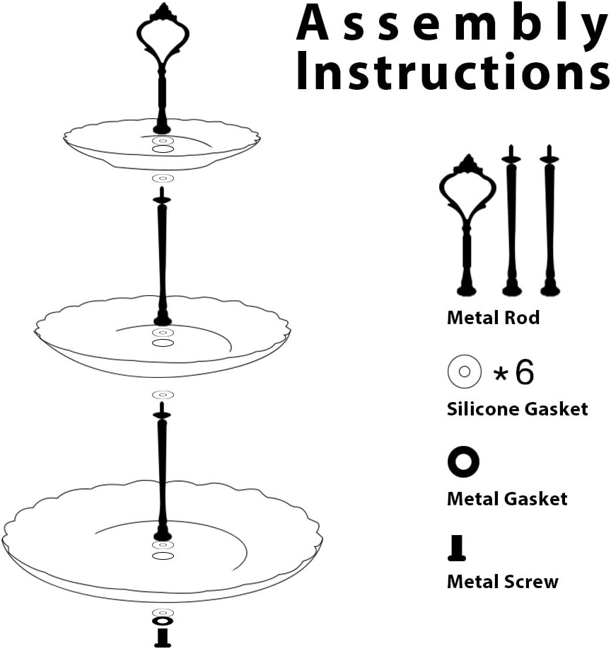 Sweejar 3 Tier Ceramic Cake Stand Wedding, Dessert Cupcake Stand for Tea Party Serving Platter (Purple)