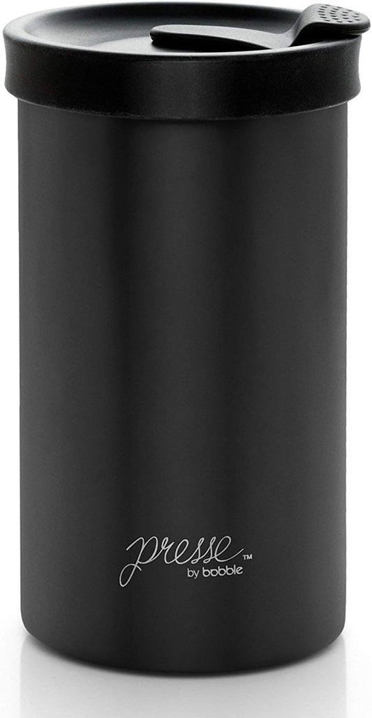 PRESSE by Bobble French Coffee Press And Insulated Stainless Steel Travel Tumbler for On-The-Go Brewing - 13 oz (Black)