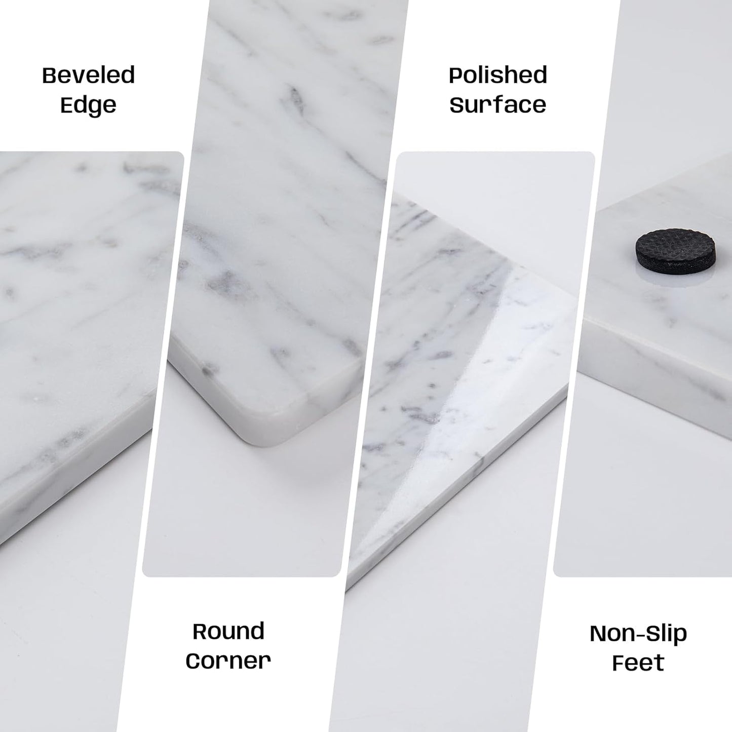 Natural Carrara White Marble Pastry and Cutting Board, 12x20x0.6 Inch, Heavy for Dough Chocolate, Pack of 1