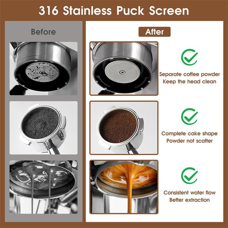 51mm Espresso Accessories Kit, WDT Tool, Dosing Funnel and Puck Screen Set, 316 Stainless Steel Needle Coffee Distribution Stirrer Fits Delonghi 51 mm Espresso Machines and Portafilter