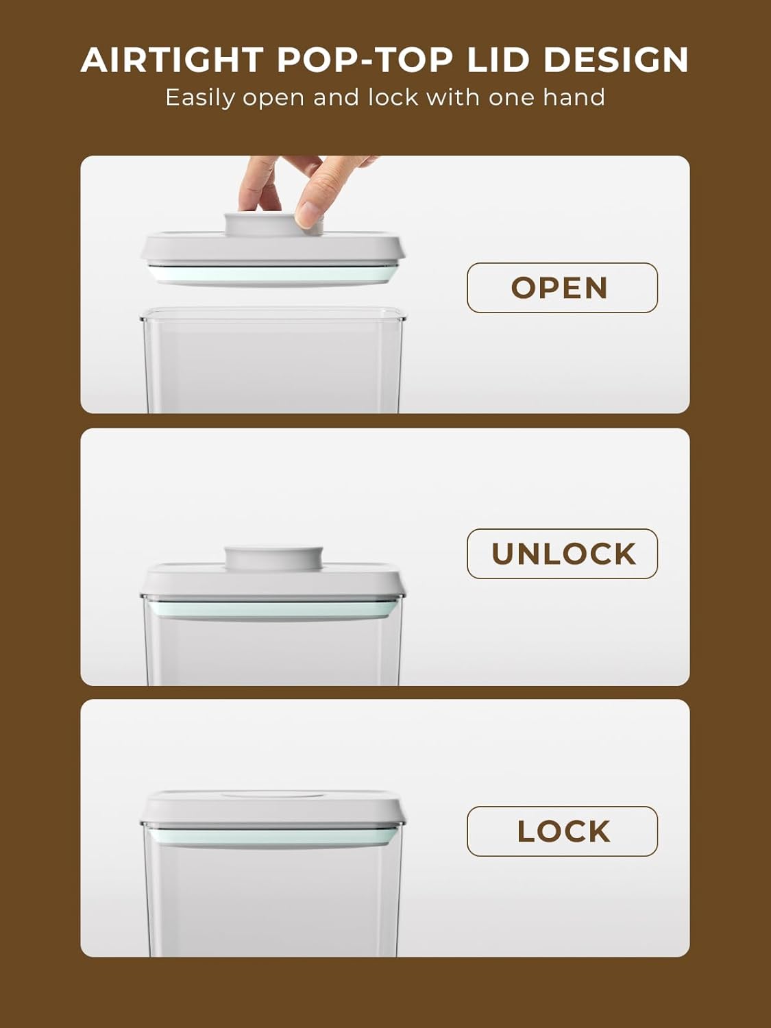 Cereal Containers Storage, 2 Pack Rice Holder, 4.22 Qt - 6 Lbs Food Storage Container Bin with Pop-up Lid for Rice Flour Sugar, Dry Food Holder for Kitchen Pantry Organization and Storage