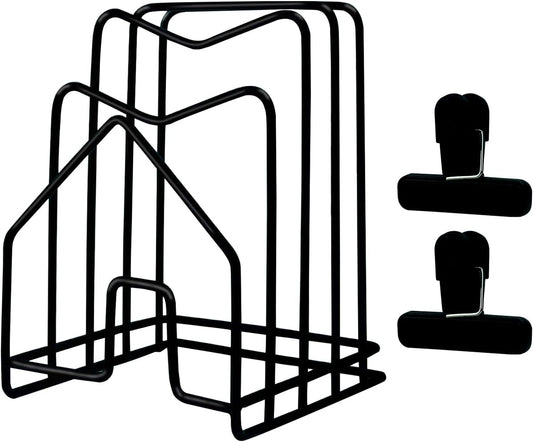 Pot Lid Organizer W 2 Chip Bag Clips Cutting Board Holder Inside Cabinet 304 Stainless Steel Pan Organizer Under Cabinet Pot Cover Cookie Sheet Bakeware Serving Tray Cooling Rack Stand Kitchen Black