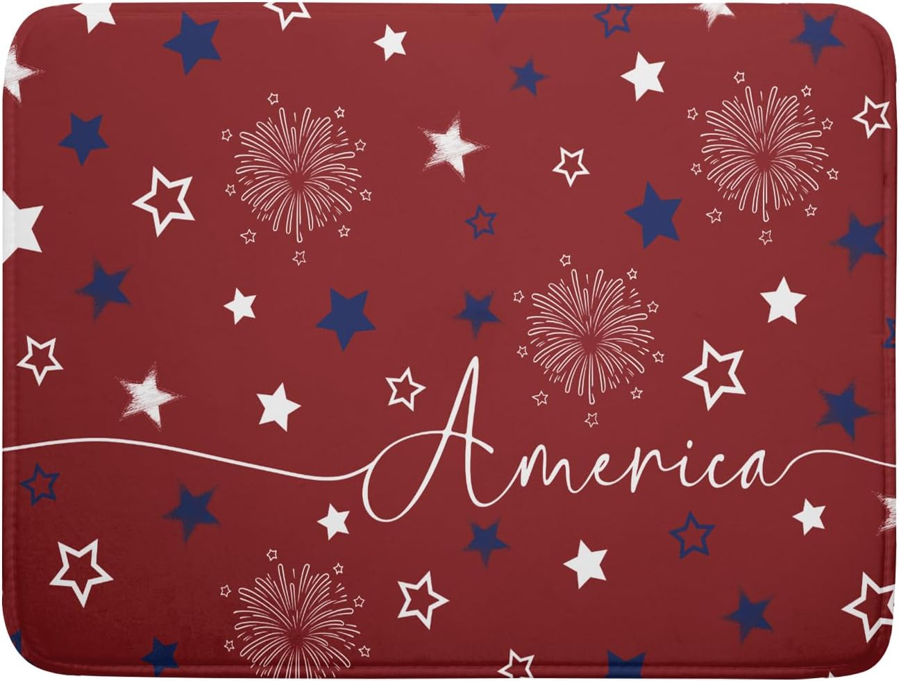 Giwawa 4th of July Dish Drying Mat 18"x24" Patriotic Usa Stars America Firework Dish Drainer Mats Independece Day Absorbent Microfiber Dish Drying Pad for Kitchen Countertop Large Decor