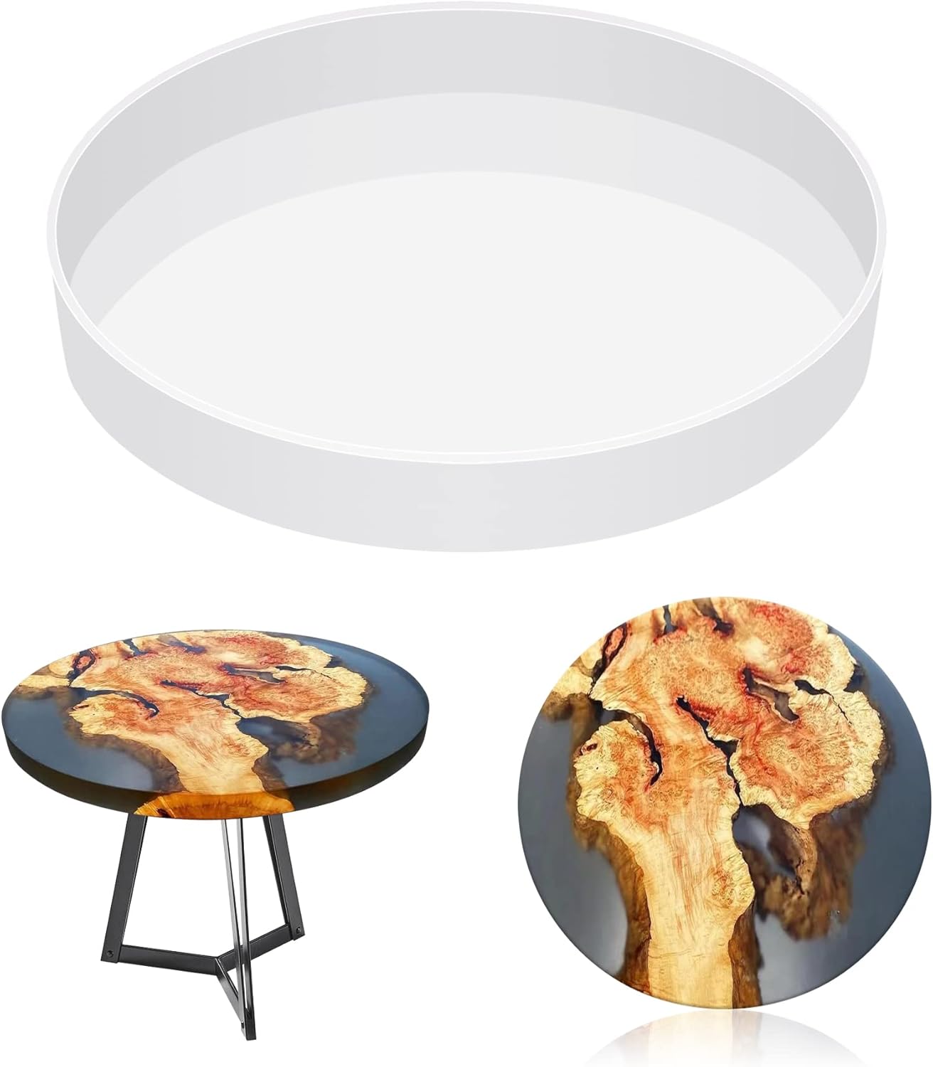 Extra Large Resin Table Mold 14 Inch Round Silicone Epoxy Resin Molds for River Table, DIY Crafts,Cutting Board, Desktop Decoration