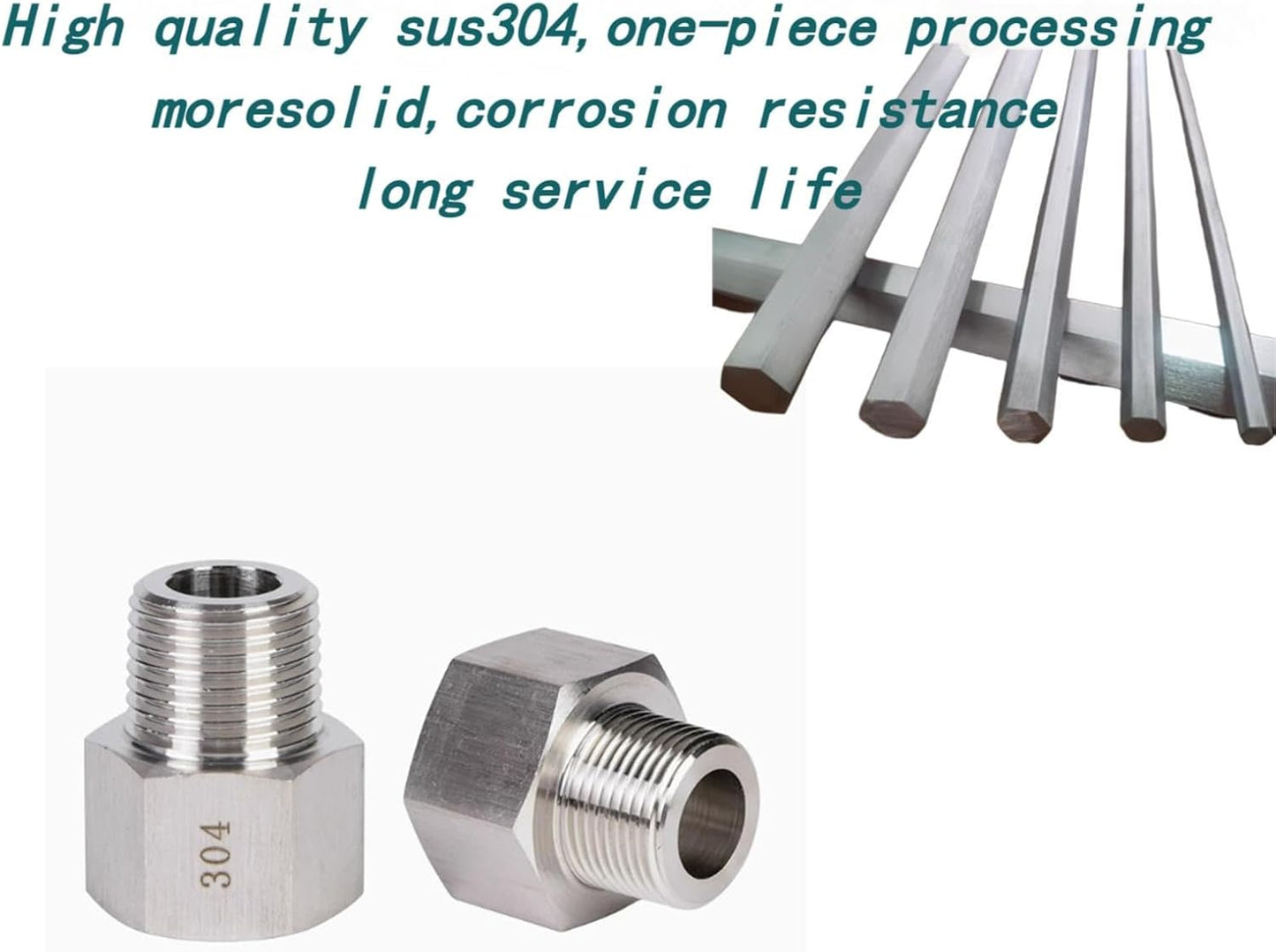 2 pieces Npt3/4 Female to Npt3/4 Male Reducer,3/4-3/4Water pipe Adapter, Fabricate of 304 Stainless Steel