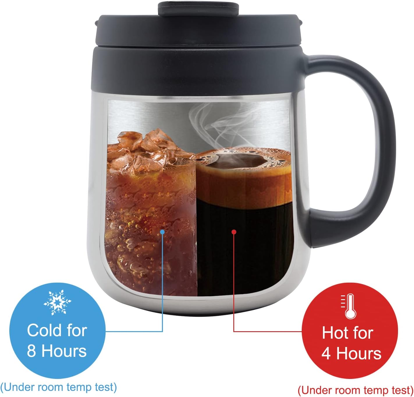 11OZ 330ML Stainless Steel Insulated Coffee Mug with Handle, Thermo Tumbler with Double Wall Vacuum Insulated Coffee Cup with 2 Lids