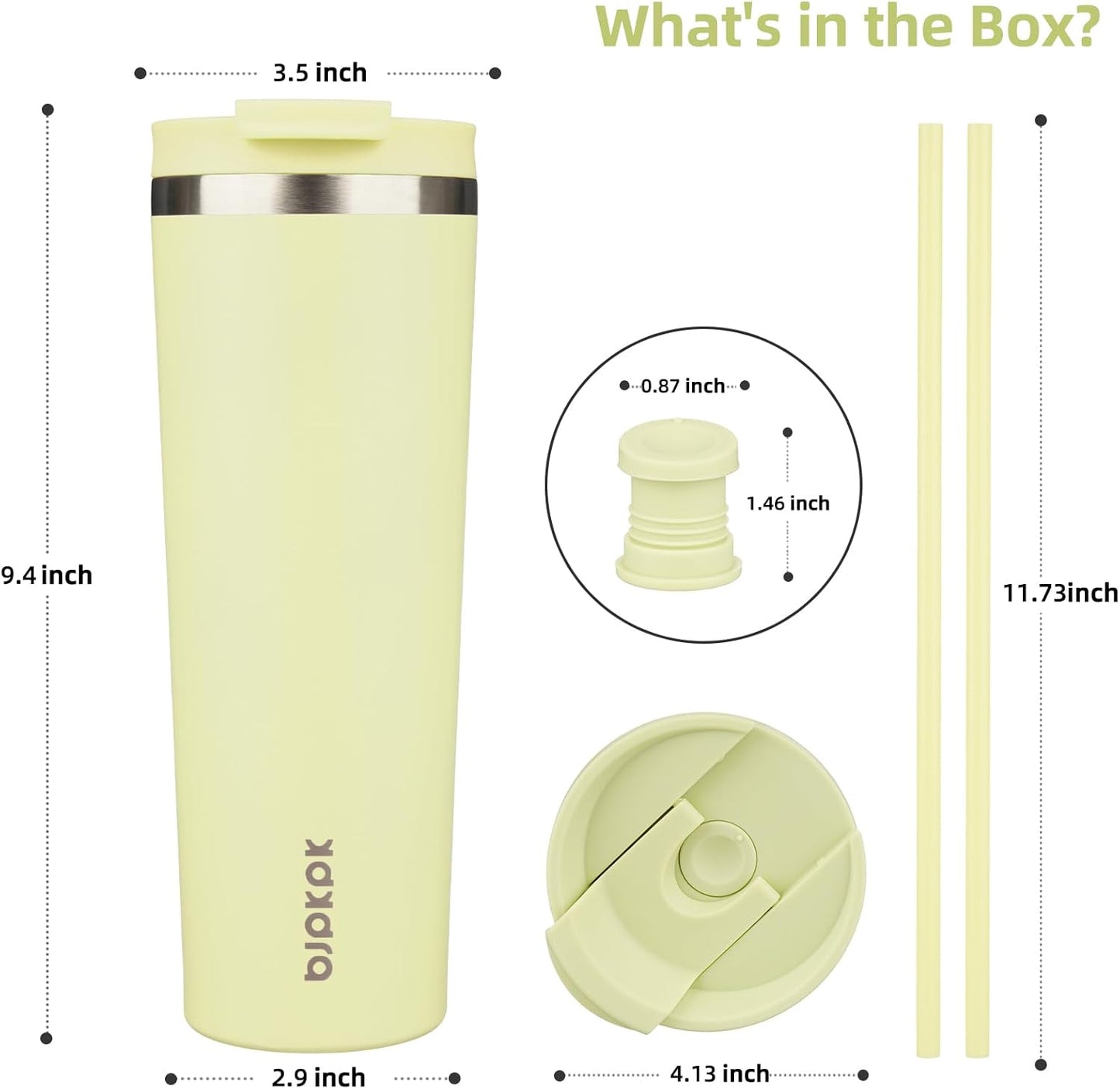 BJPKPK 30oz Insulated Tumbler With lid And Straw Stainless Steel Tumblers Travel Coffee Mug Reusable Thermal Cup,Macaron Green