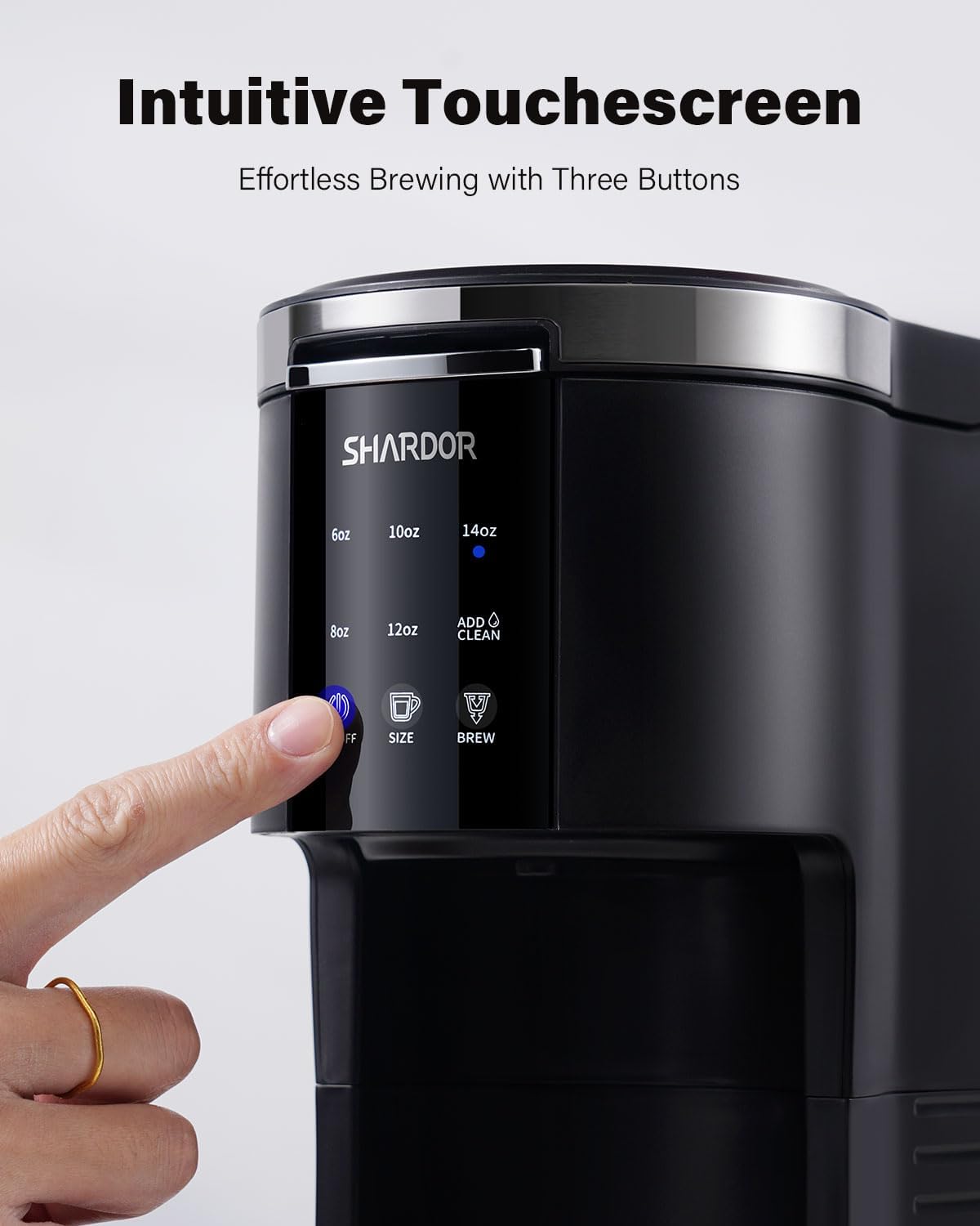 SHARDOR 3 in 1 Coffee Maker, K Cup Coffee Maker Compatible with Ground Coffee & Teas, Single Serve Coffee Machine, 6–14oz Brew Sizes, 40oz Detachable Water Reservoir, Descale Settings, Black