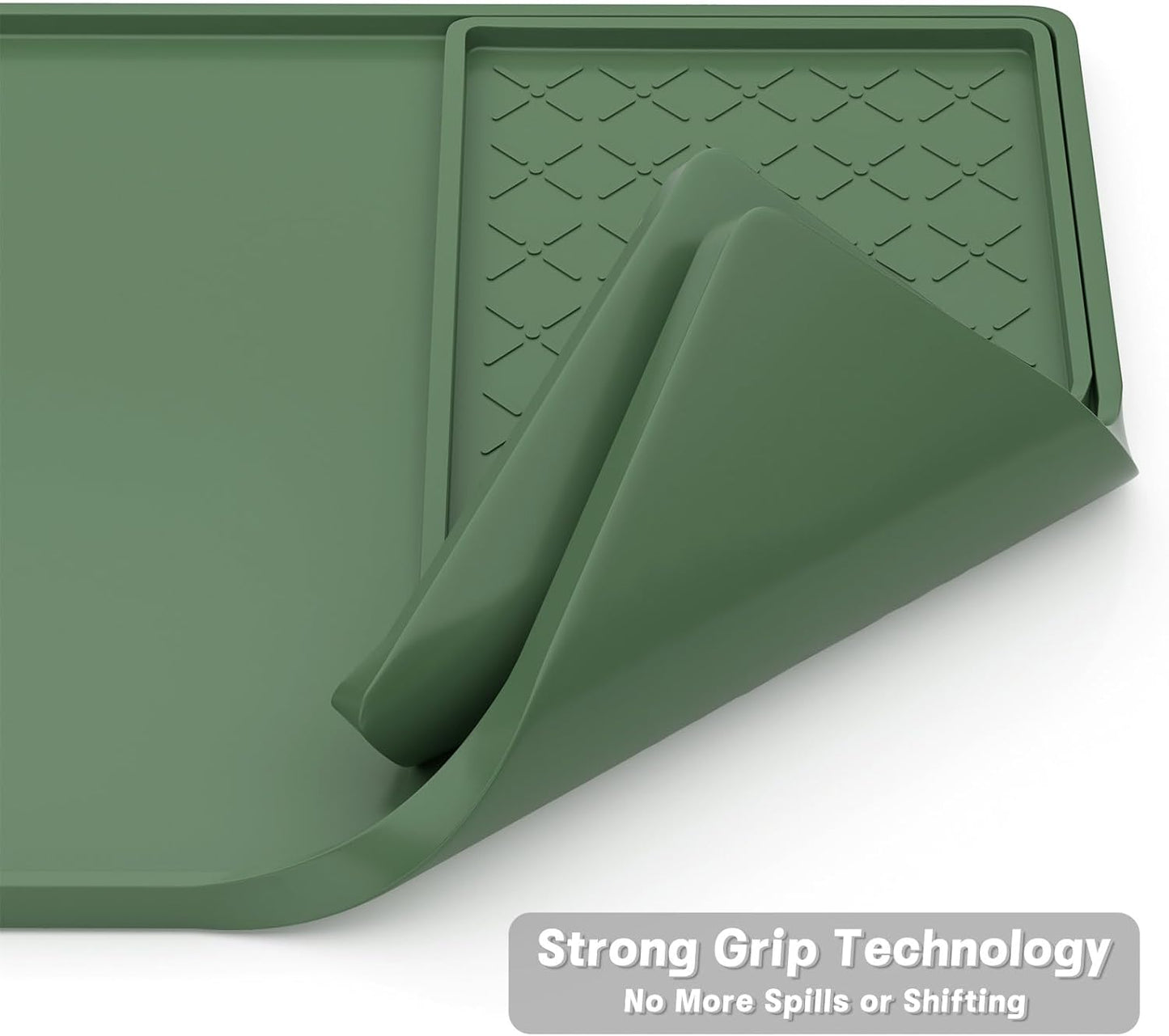 Rnivvi Silicone Coffee Mat, 16" x 24" Waterproof Raised Edge Coffee Bar Mats for Espresso Machine Station Accessories, Heat Resistant Detachable Dish Drying Pad for Kitchen Counter, Dish Rack, Green