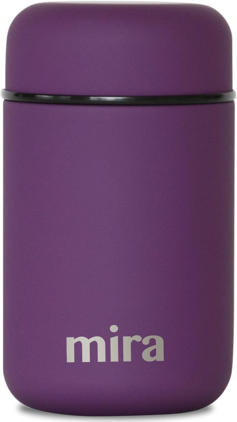 MIRA Insulated Food Jar Thermo for Hot Food & Soup, Compact Stainless Steel Vacuum Lunch Container for Meals To Go - 13.5 oz, Purple