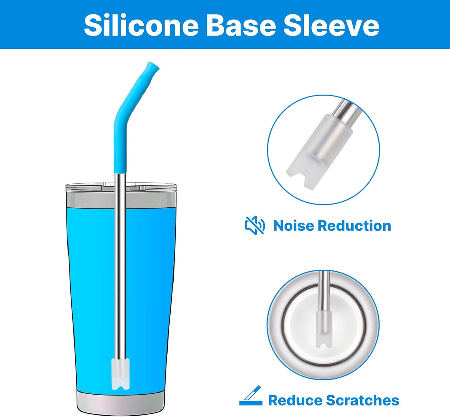 Metal Straws with Silicone Tip for 20 oz YETI Tumbler, 4 Pcs Reusable Stainless Steel Straws for 20 oz Stanley Cup and 16 oz Glass Cups(Color 2)