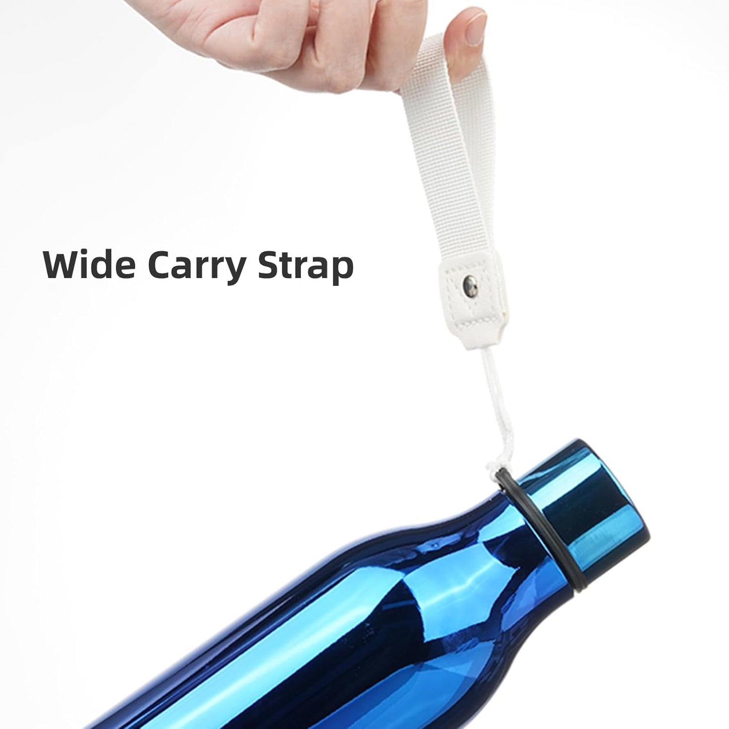 Insulated Water Bottle with Strap,18 oz Double Wall Stainless Steel Vacuum Bottles Metal Water Flask,Shining Blue