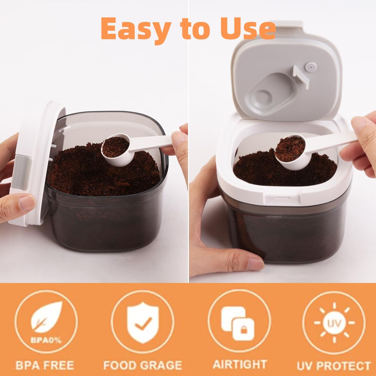 3 Piece Airtight Kitchen Storage Canisters Set, Coffee and Dry Food Storage Containers, BPA-Free, Stackable, Easy-Clean, Perfect for Coffee, Flour, Sugar, Includes Scoop