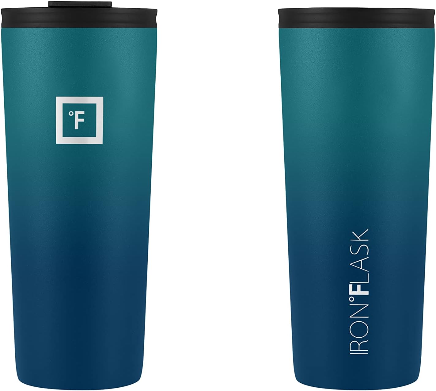 IRON °FLASK Classic Tumbler - Vacuum Insulated Stainless Steel Water Bottle, Double Walled, Drinking Cup, Insulated Travel Mug (Dark Night, 24 oz Solid Lid)