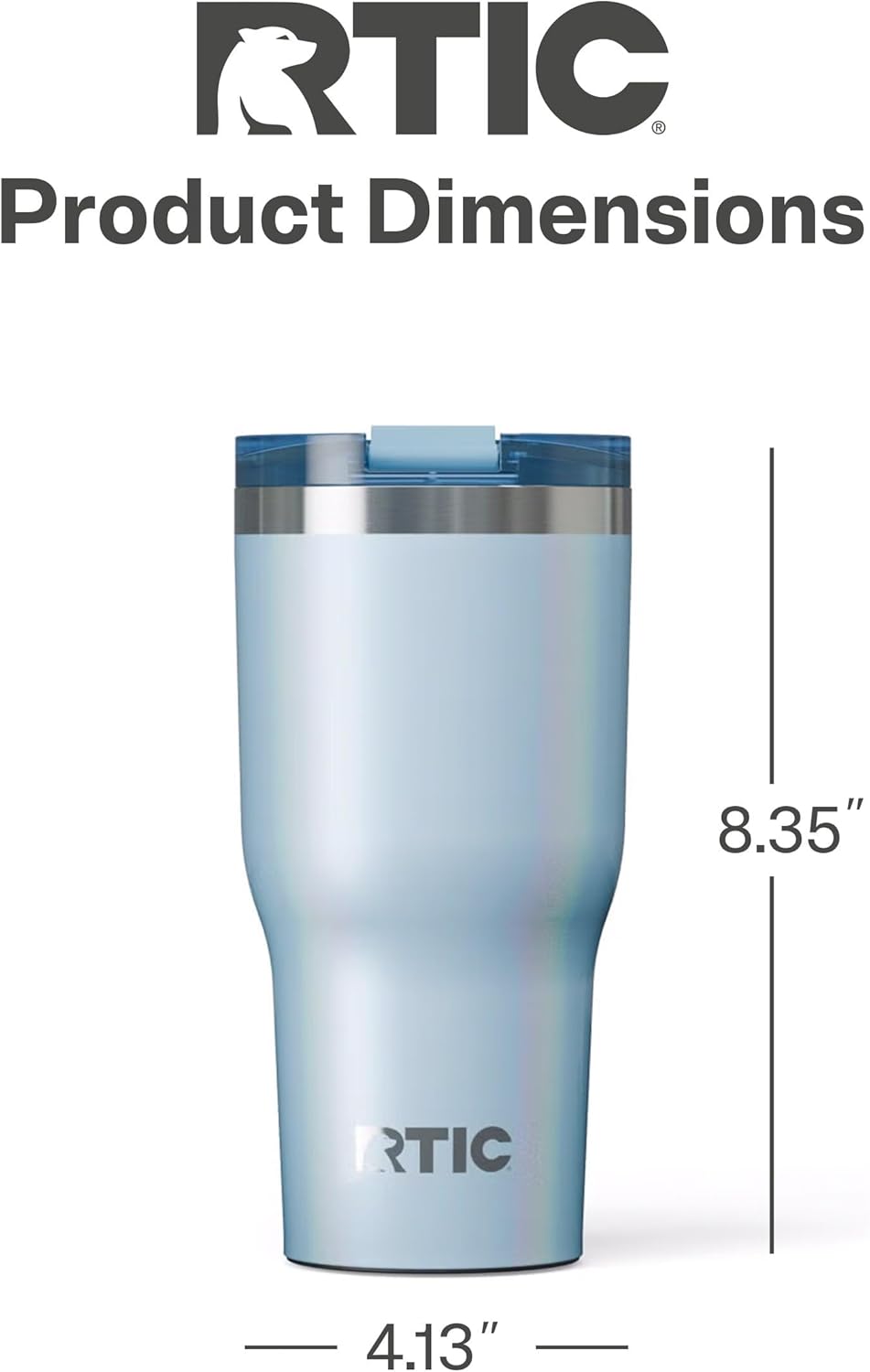 RTIC 30oz Essential Tumbler with Lid, Insulated, Stainless Steel, Metal, Double Wall Vacuum-Insulation, Ceramic Lined, Travel Cup for Iced Coffee, Tea, Hot and Cold Drink, RTIC Ice Glitter