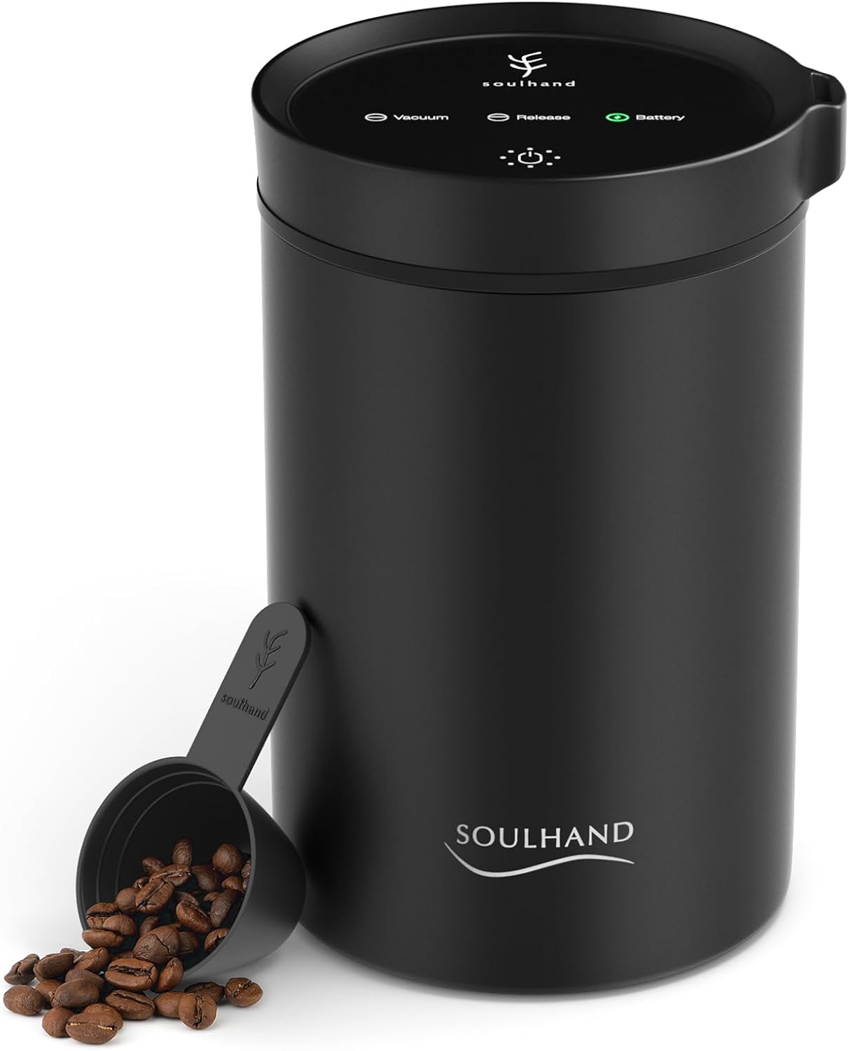 SOUL HAND Vacuum Coffee Canister, Airtight Sealed Coffee Canister Automatic Vacuum Stainless Steel Coffee Containers, Coffee Bean Storage Container for Coffee/Food Storage 1.6 L