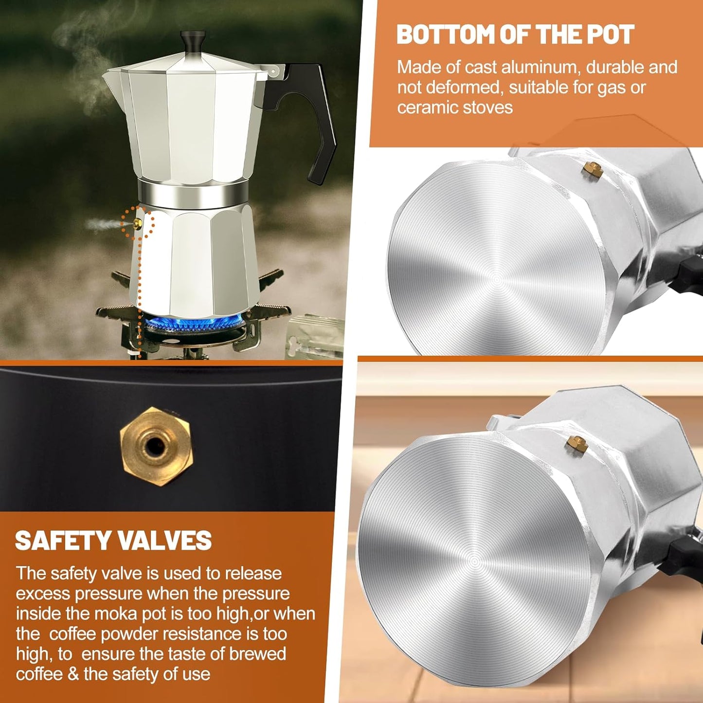 9 Cup Aluminum Espresso Stovetop Moka Pot Express Coffee Maker Percolator Italian Classic Mocha Coffee Machine for Italian and Cuban Cafe Brewing for Home & Camping 450ml 15oz