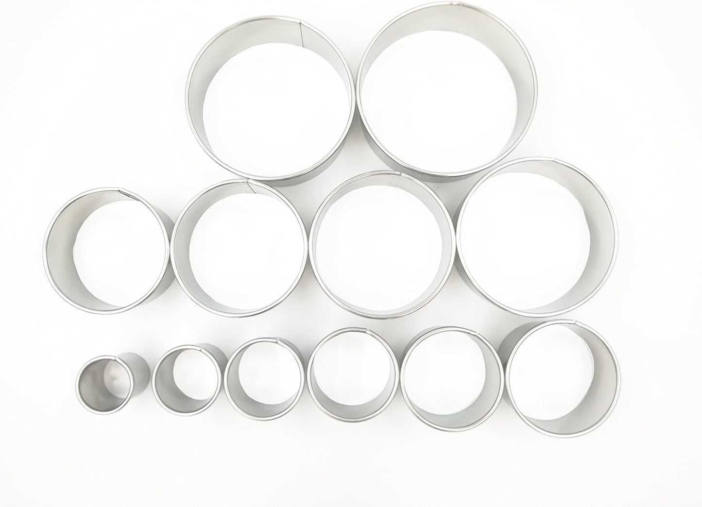 12 Piece Plain Round Pastry/Cookie Cutter Set Heavy Duty Commercial Grade 18/8 304 Stainless Steel - Metal Marked Size – Perfect For Cooking Enthusiast