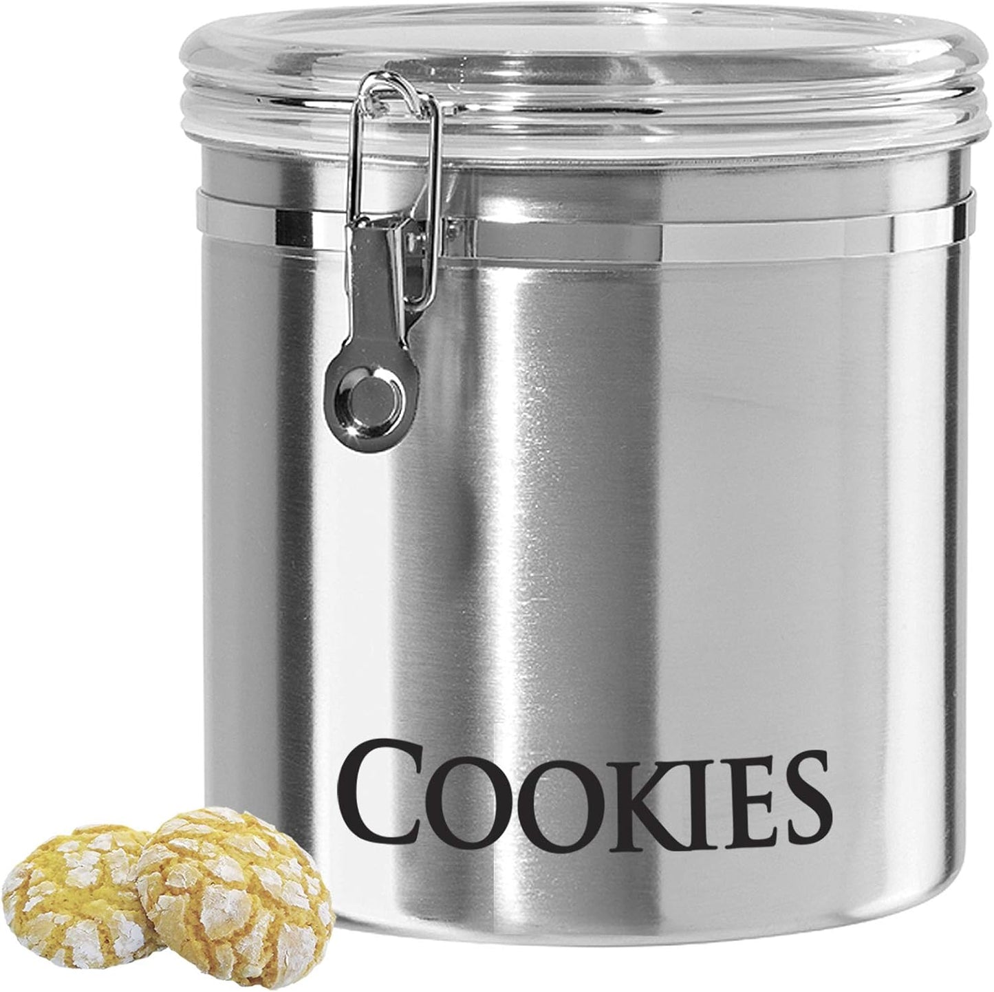 Oggi Jumbo 8" Stainless Steel Cookies Clamp Canister - Airtight Food Storage Container Ideal for Kitchen & Pantry Storage of Cookies or other Bulk, Dry Foods.