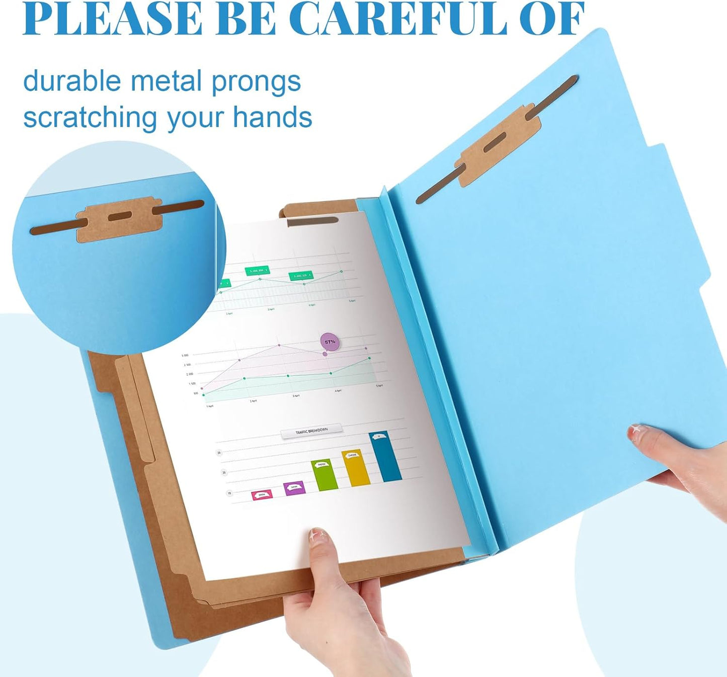 72 Pcs Classification Folders Letter Size, Back to School Supply for Teacher, Student, 3 Dividers Pressboard File Folder Bulk with 2 Fasteners, 3.5 Inch Expanding File Organizer (Blue)