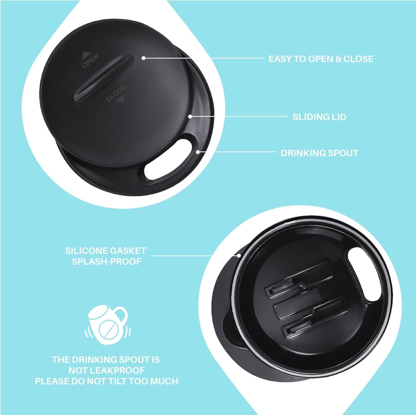 Ideus 16 oz (470 ml) Insulated Coffee Mug with Handle and Lid, Double Wall Stainless Steel Vacuum Thermal Coffee Mug, Travel Coffee Cup Thermal Cup for Home and Office (Sky Blue)