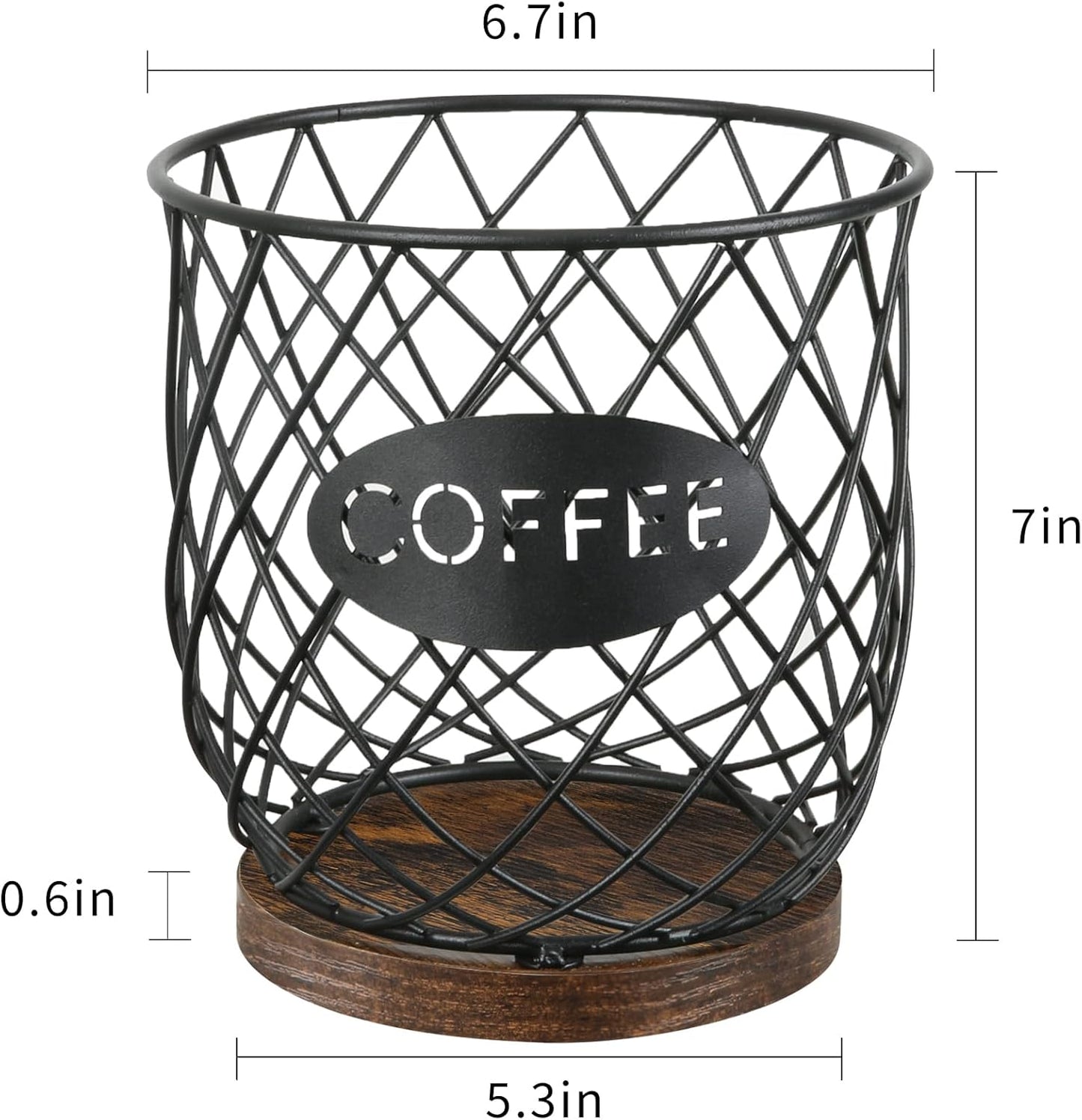 YINMIT K Cup Holder Organizer, Sturdy Coffee Pod Holder Organizer, 35 Kcup Large Capacity Storage Basket for Kitchen Counter and Office Desktop (Circular Grid)