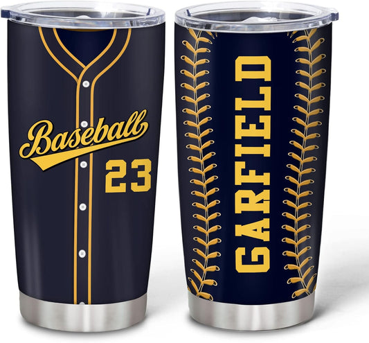 Hyturtle Personalized Baseball Tumbler Baseball Players Design Stainless Steel Double Walled Vacuum Insulated Tumblers 20oz30oz Coffee Travel Mug Cup Christmas Gift For Men Boys Friends Dad Sports Fan