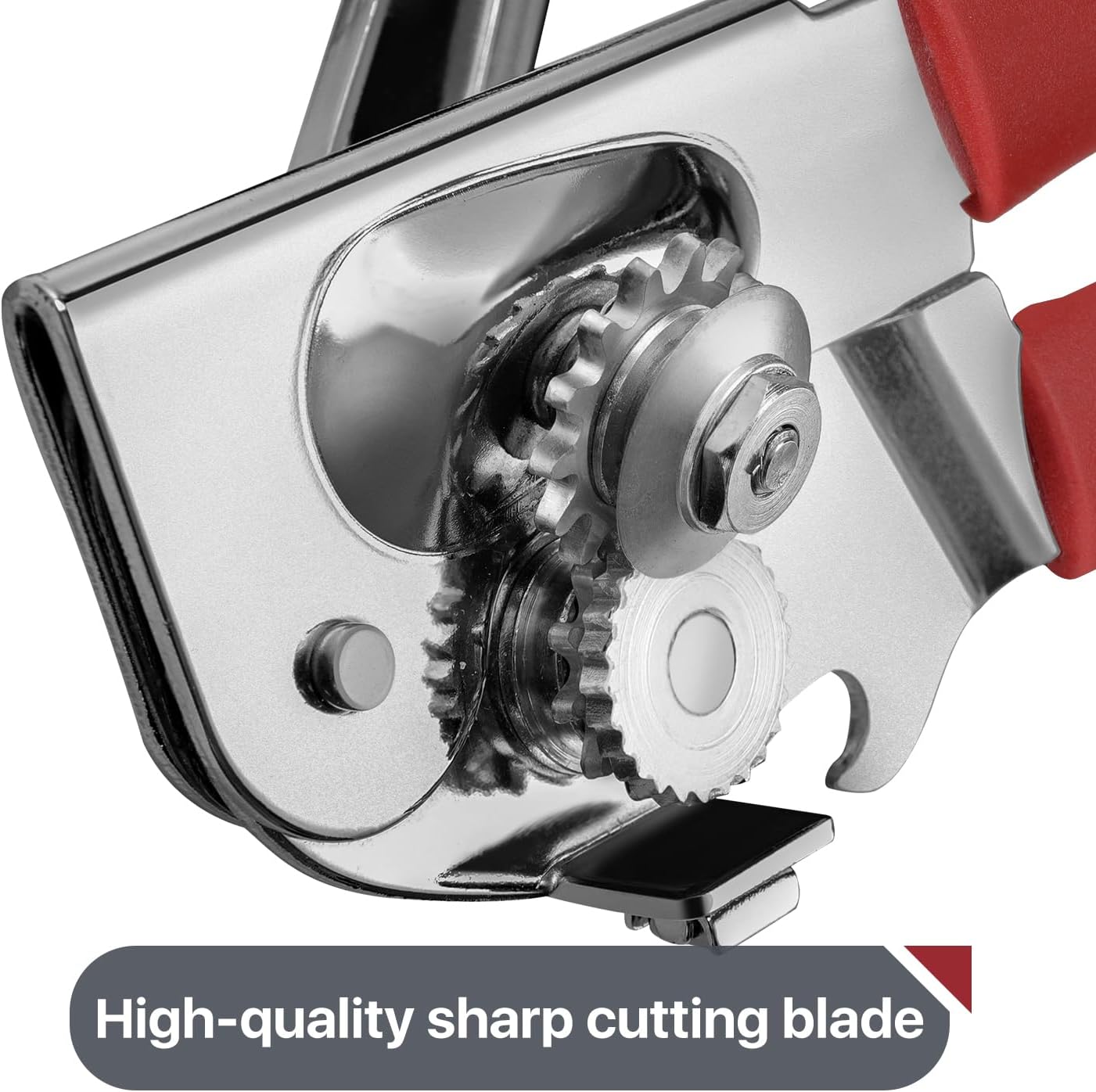 Commercial Can Opener, UHIYEE Hand Crank Can Opener Manual Heavy Duty with Comfortable Extra-long Handles, Oversized Knob, Large Handheld Can Open Easy for Big Cans, Red