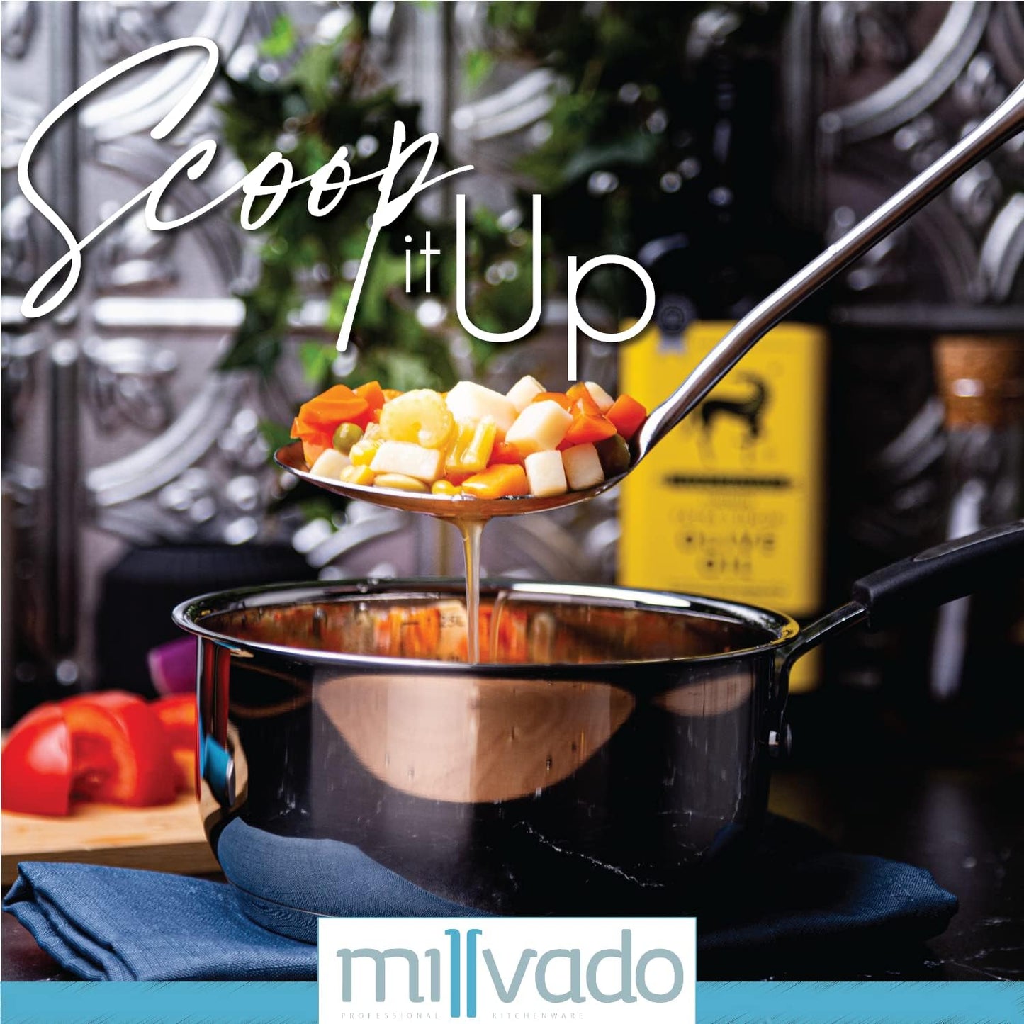 Stainless Steel Slotted Cooking Spoon, Large Metal Chef Strainer Utensil For Cooking, Serving, And Mixing, The #1 Dishwasher Safe Kitchen Tool, 15" Long Spoon With Holes