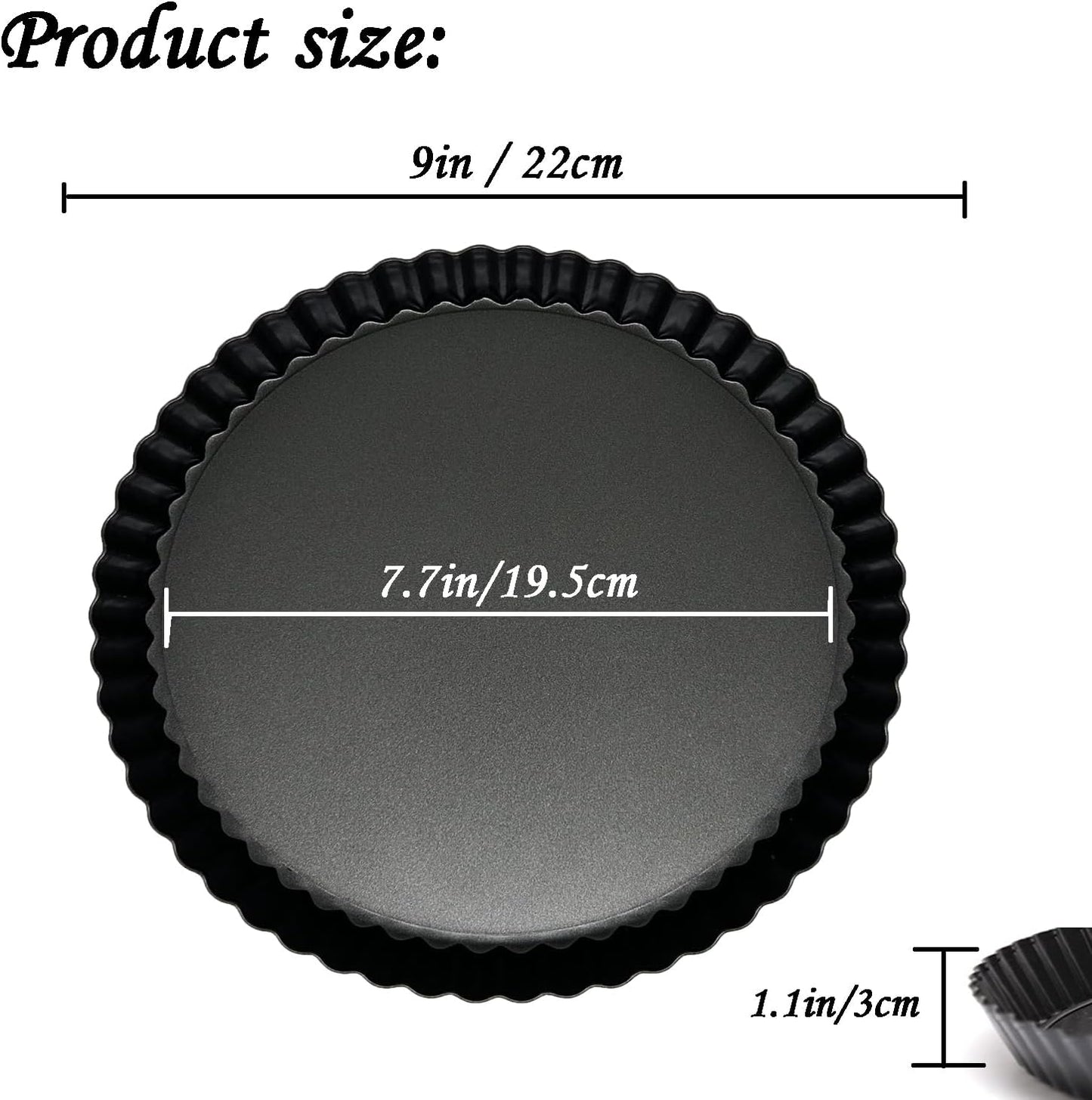 Tart Pans 9 Inch with Removable Bottom Fluted Pie Tart Pans, Round Non-Stick Pan Quiche Pan, for Baking Pizza Mousse Cakes, Christmas Dessert