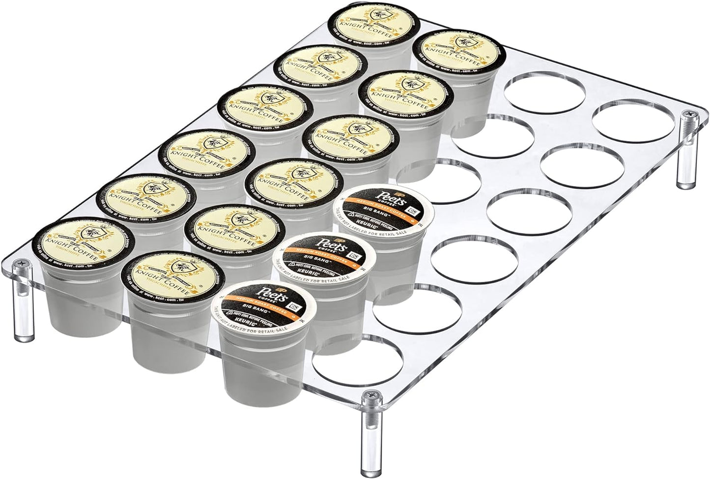 Amazing Abby 24-Slot Flat Acrylic Coffee Pod Holder, Large-Capacity Plastic Coffee Capsule Storage, BPA-Free and Shatter-Proof, Great for Use on Countertop or in Drawer, Up to 24 Keurig K-Cups