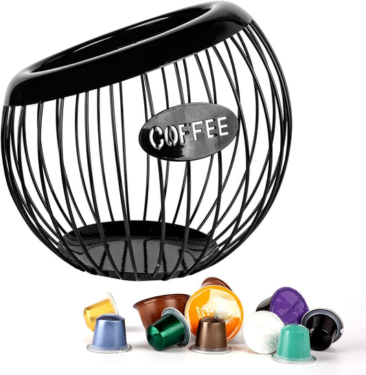 Stainless Steel Cup Coffee Basket pods holder Sturdy for Home or Office Kitchen Counter Organizer Espresso Capsule (BLACK)