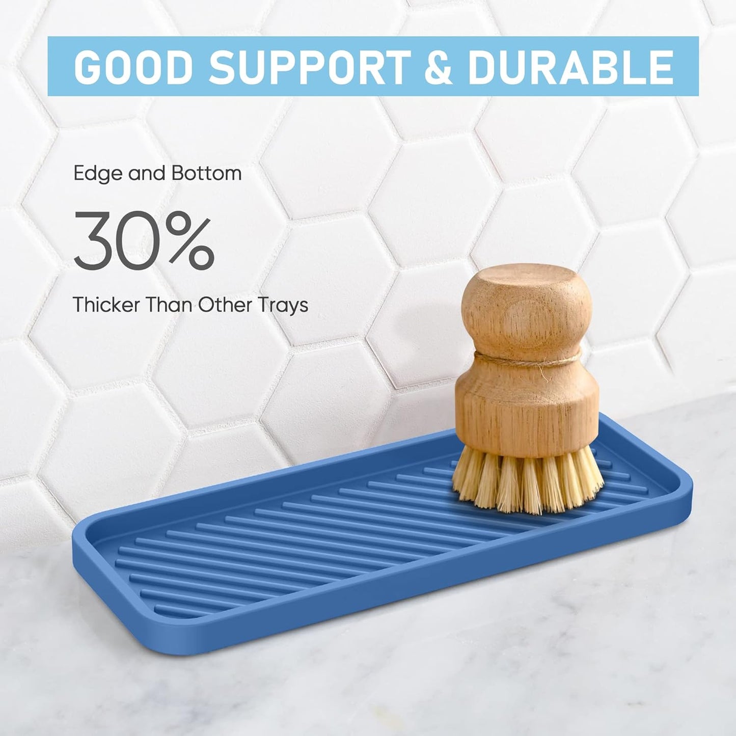 EG-SIPRO Kitchen Sink Organizer Tray,Sponge Holder for Kitchen Sink Bathroom Counter Tray Sponge Caddy Silicone Soap Holder for Soap dispenser, Bottle, Dishwashing Accessories(2-pack)