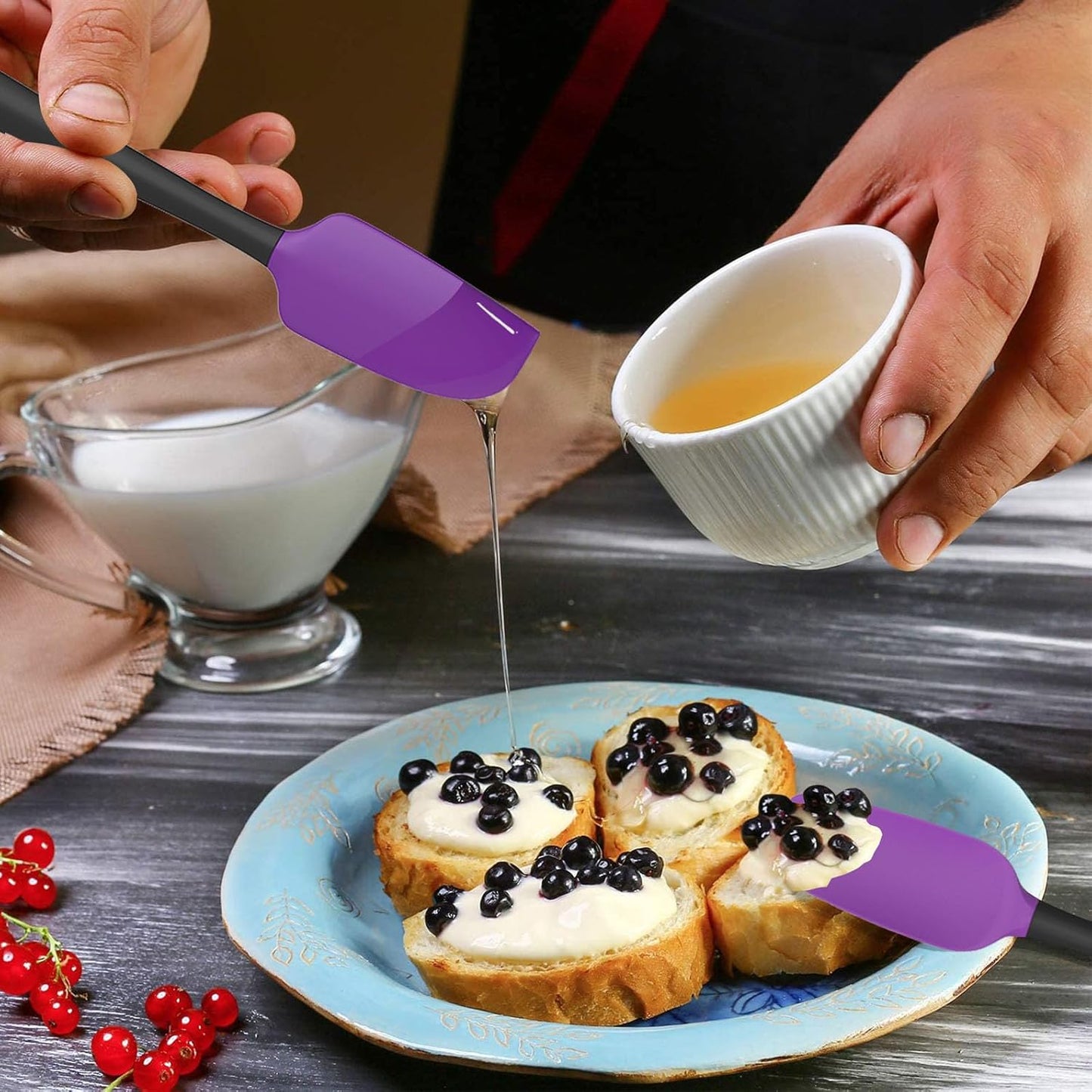 Coukre Silicone Spatula Set of 5,High Temperature Resistant, Food Grade Silicone, Dishwasher Safe, for Baking, Cooking (Purple)