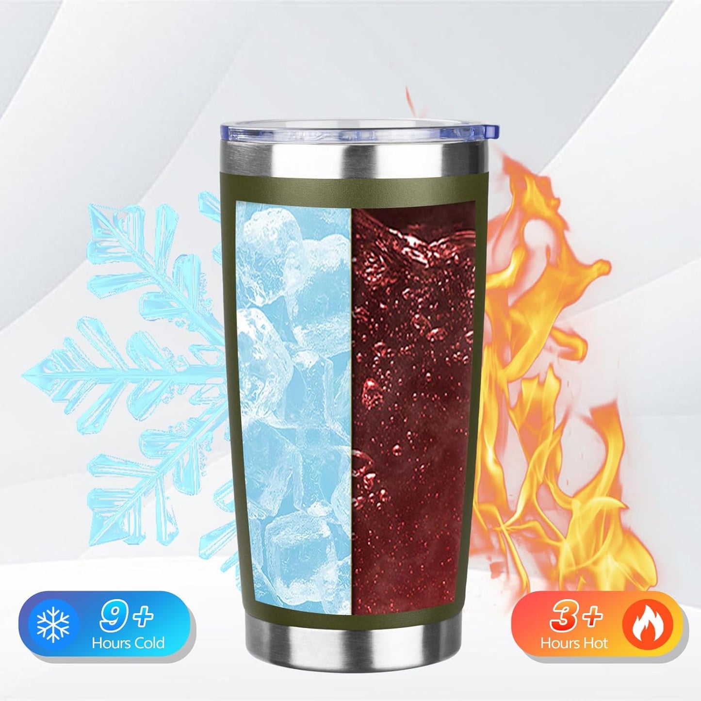 StarSpeed 20oz Tumbler Bulk with Lid, Stainless Steel Insulated Tumblers Double Wall Vacuum Insulated Travel Mug, Powder Coated Coffee Cups for Hot and Cold Drinks(Navy Green,8)