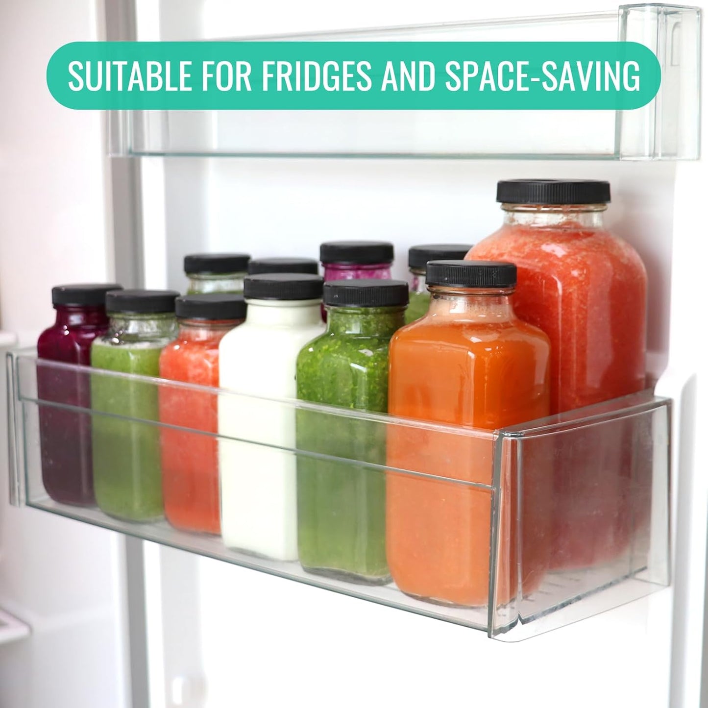 8 oz Glass Juice Bottles with Lids 6 Pack,Reusable Glass Drink Bottles,250ml Water Drinking Jars for Milk,Juicing,Kombucha,Ginger,Beverage Glassware,Juice Drinking Jars