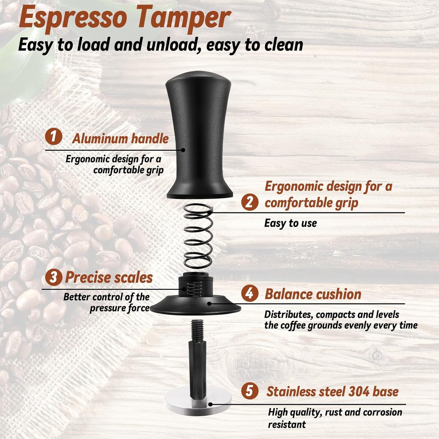 53mm Espresso Tamper Set, 22Pcs Espresso Accessories Kit, Spring Loaded Calibrated Espresso Tamper with WDT Tool, Tamper Mat, Coffee Stirrer, Frothing Pitcher, Latte Art Pen and 16 Decorative Stencils