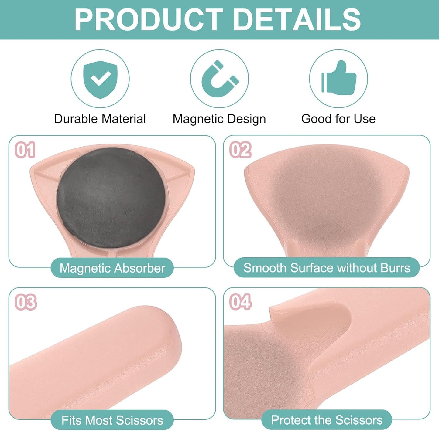 uxcell 2 Pcs Magnetic Scissor Holder, 7.48" x 3.46" Plastic Scissors Cover Durable Waterproof Protector Portable with Round Magnetic Absorber for Kitchen Shears, Pink