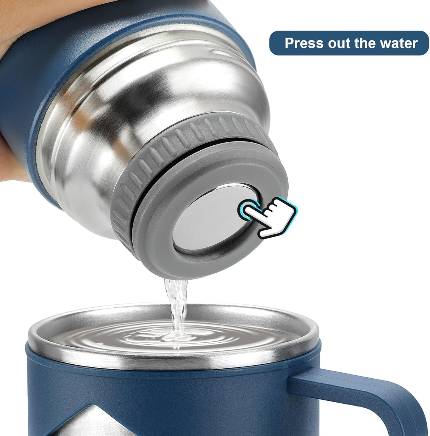 Stainless Steel Thermo 700ml/23.7oz Vacuum Insulated Bottle with Cup for Coffee Hot drink and Cold drink water flask.(Blue,Set)