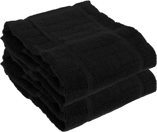 All-Clad Solid Kitchen Towels: Highly Absorbent, Super Soft Long Lasting - 100% Cotton, 17"x30" Tea Towels for Cleaning & Drying Dishes, Pans, Glassware, or Countertops, (2-Pack), Black