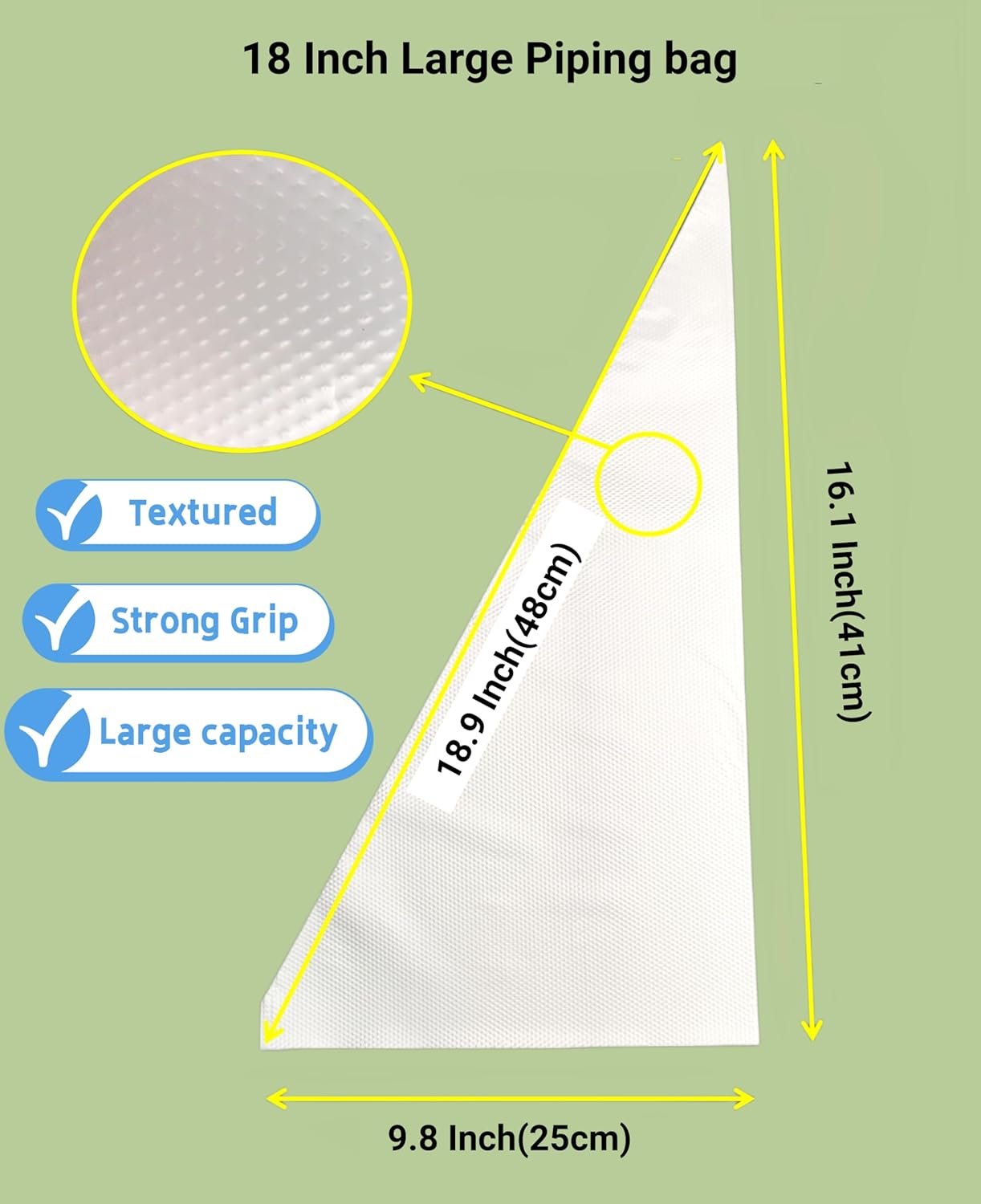 18 Inch Large Piping Bags - 100 Pack Disposable Pastry Bags - Thick Anti-Burst Pastry Icing Frosting Piping Bags For Decorating Cupcakes Cakes Cookies (Large 18 Inch-100 Pack)