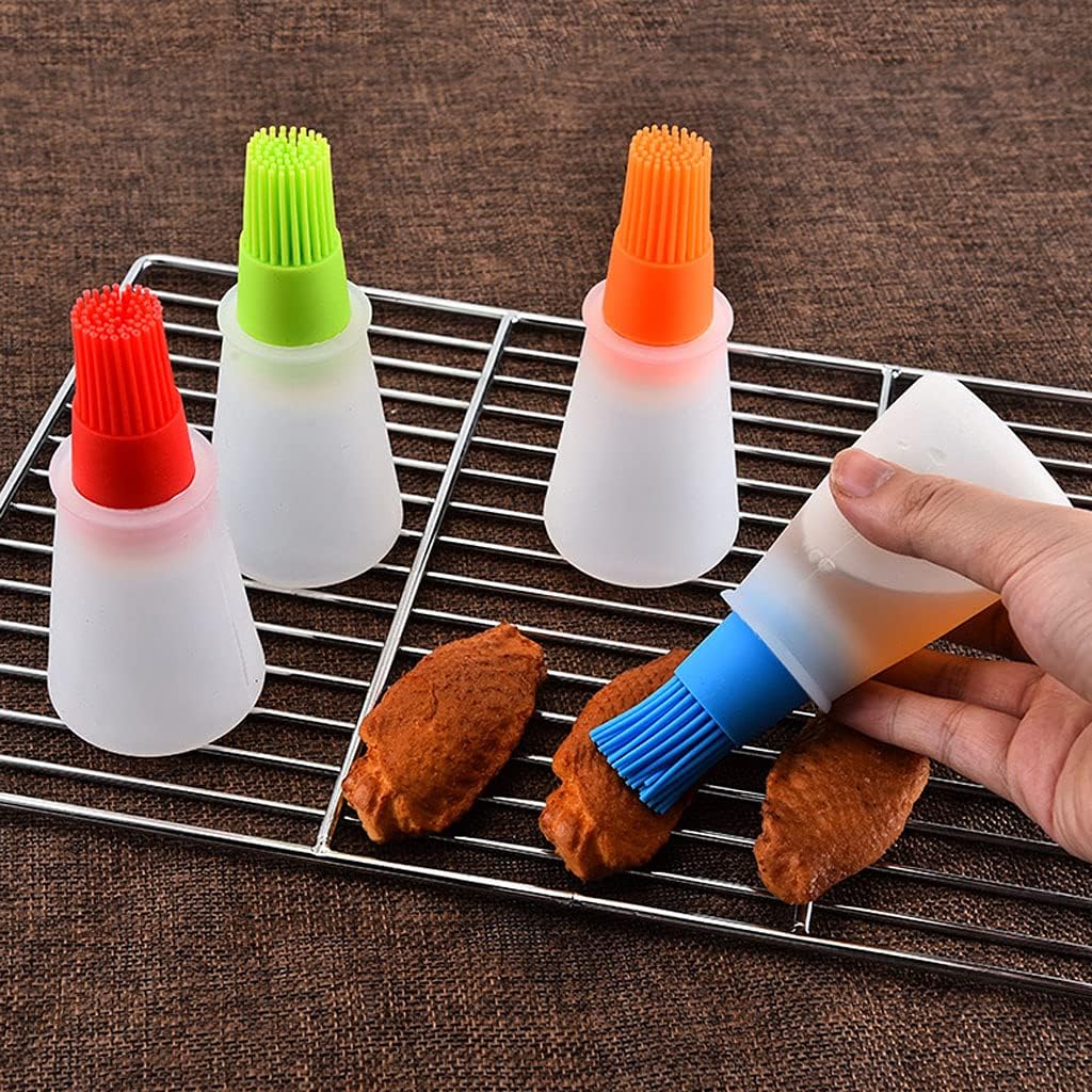 Silicone Oil bottle brush，BBQ/Pastry Basting Brushes,Silicone Cooking Grill Barbecue Baking Pastry Oil/Honey/Sauce Bottle Brush (4 PCS,blue)