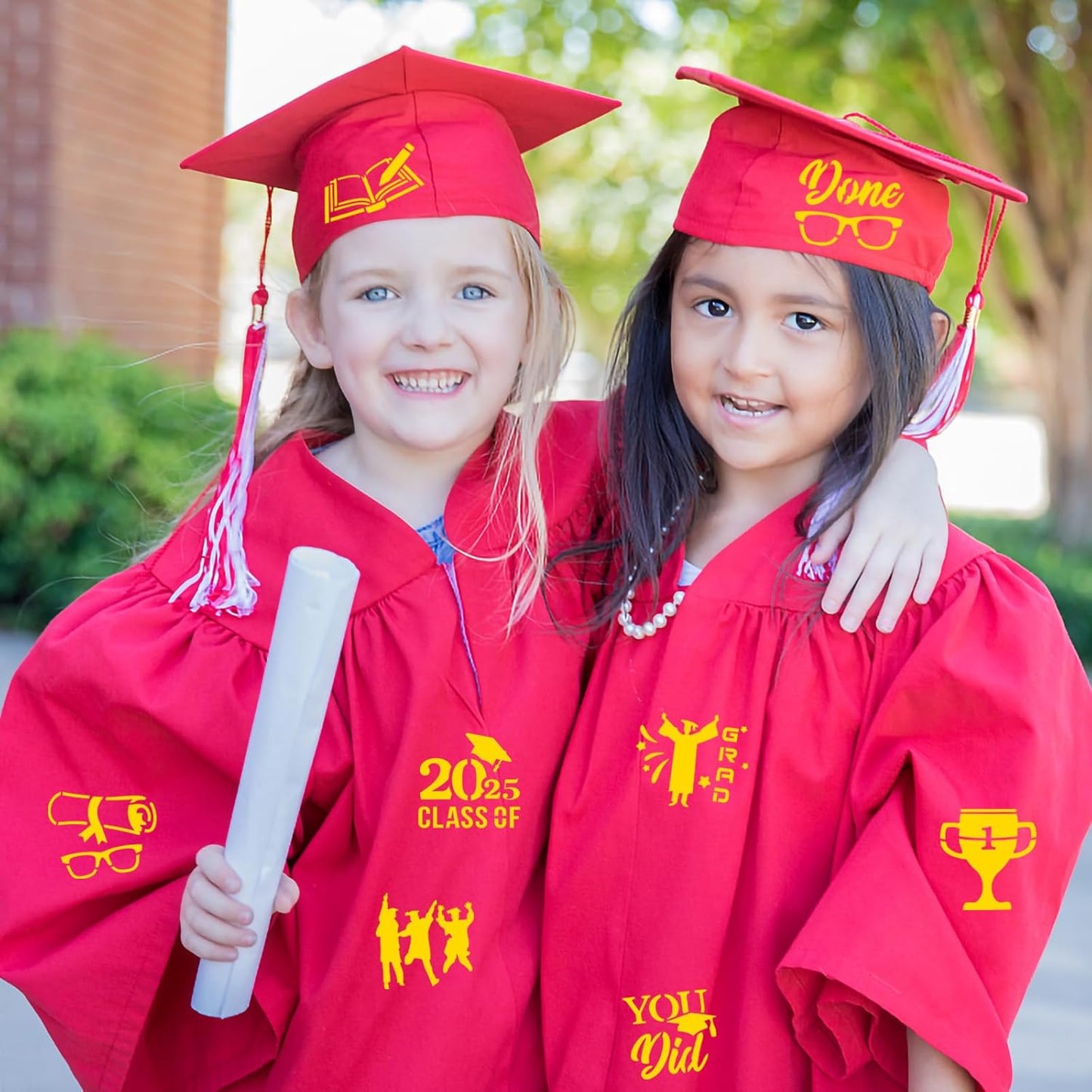 JULBEAR Graduation Cookie Stencils, 36 Pieces Class of 2025 Reusable Coffee Decoration Stencils Templates Tools for Cookies Baking Painting Dessert Decoration DIY Graduate Party Decor