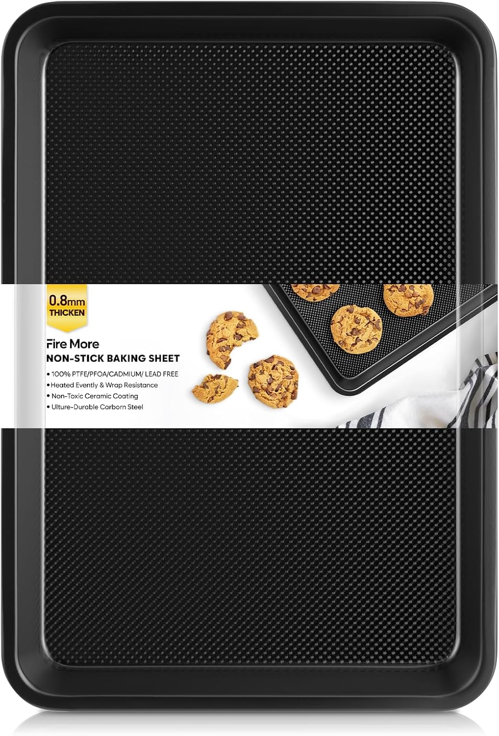 Cookie Sheet for Baking, Ceramic Quarter Baking Sheet Pan, Thicker Carbon Steel Baking Sheet Non Stick, 12.8 x 9 Inch Baking Tray for Oven