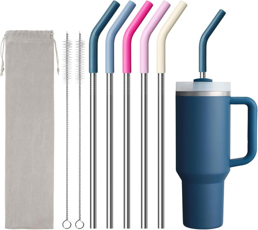 Metal Straw Replacement for Stanley Quencher 40oz Tumbler, 12.2 Inch Long Reusable Metal Drinking Straws for Simple Modern, Meoky Tumbler 40 oz Tumbler Cup,1 Portable Bag