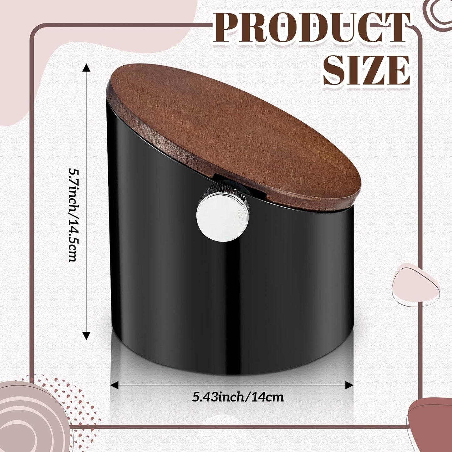 Espresso Knock Box with Walnut Lid for Coffee Grounds, Espresso Machine Accessory, Easy Disposal of Coffee Pucks, Removable Knock Bar(Black)