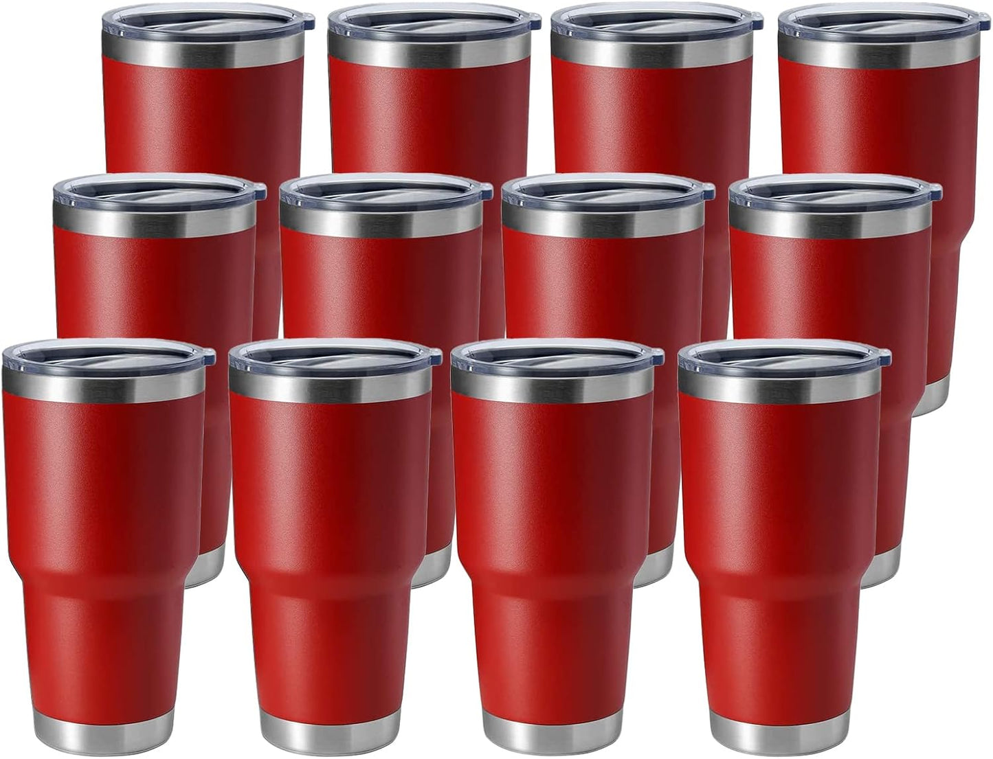 HASLE OUTFITTERS 30oz Stainless Steel Tumbler, Double Wall Vacuum Insulated Travel Mug Tumbler, Durable Insulated Coffee Mug, Gift Box Set (Red, 12)