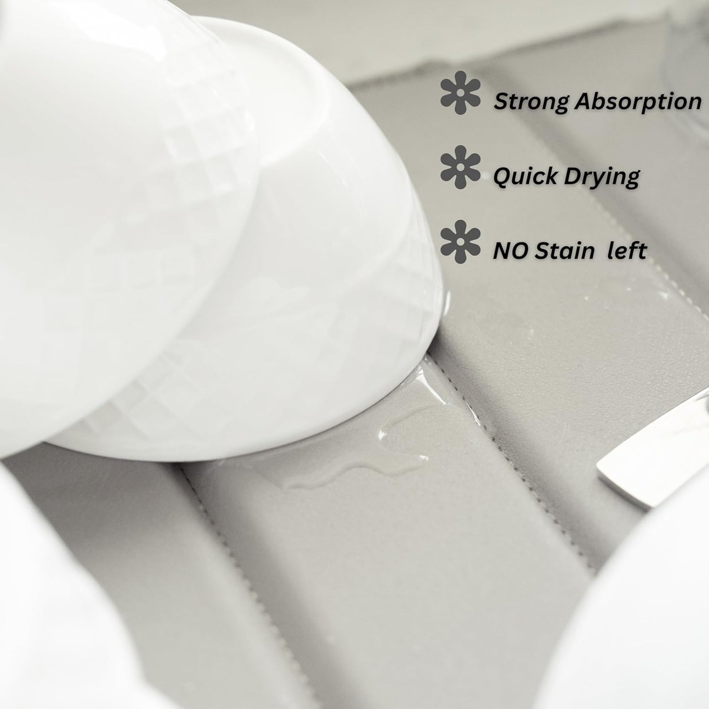 25" x 15" Large Stone Dish Drying Mat for Kitchen Counter - Quick Dry Super Absorbent Diatomaceous Earth Pad for Dishes - Our Natural Foldable Water Absorbing Mats Are Odorless and Food-Safe - Gray