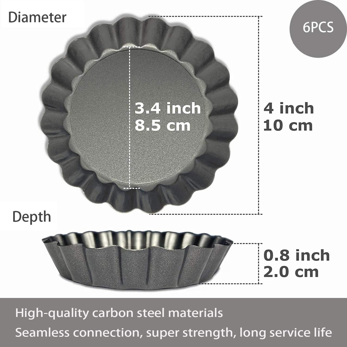 Tart Pans 4 Inch with Removable Bottom Fluted Pie Tart Pans, Round Non-Stick Pan Quiche Pan, for Baking Pizza Mousse Cakes, Christmas Dessert